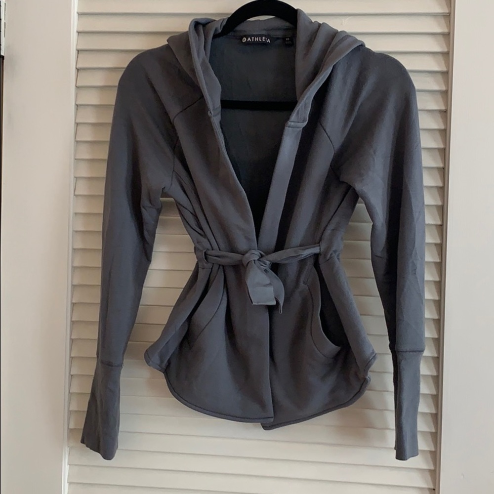 Athleta - Gray Ribbon Drawstring Tie Front Jacket